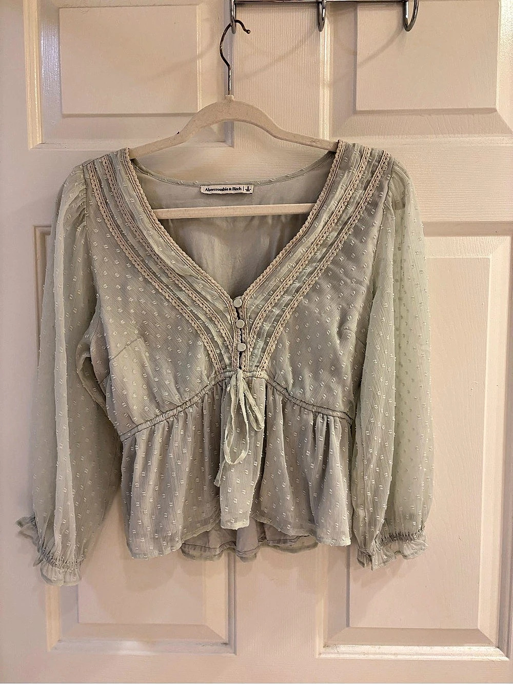 Abercrombie & Fitch Long Sleeve Blouse in Sage Green